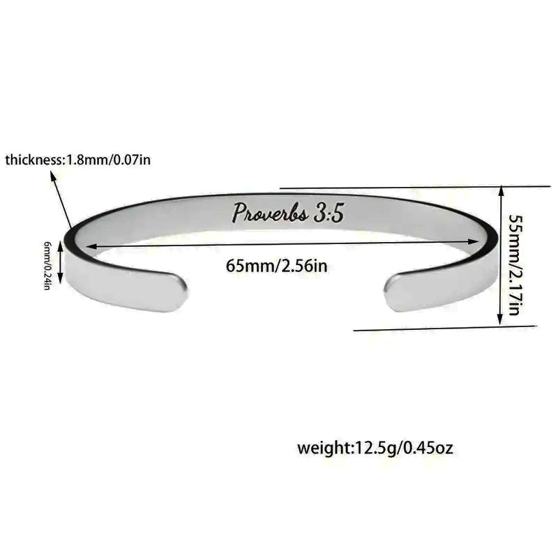 Proverbs 3:5 Scripture Cuff - Mercy Plus Grace