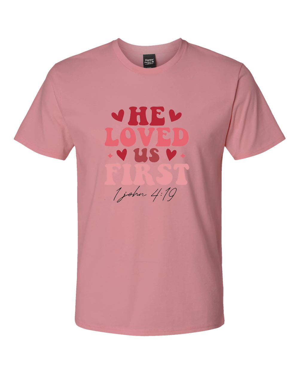 He Loved Us First Retro Mauve Short Sleeve T-Shirt