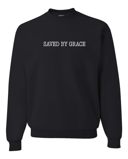 Simply Said Saved by Grace  Unisex  Black Fleece Sweatshirt