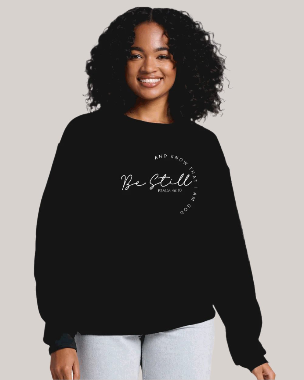 Be Still & Know Black Sweatshirt - Mercy Plus Grace