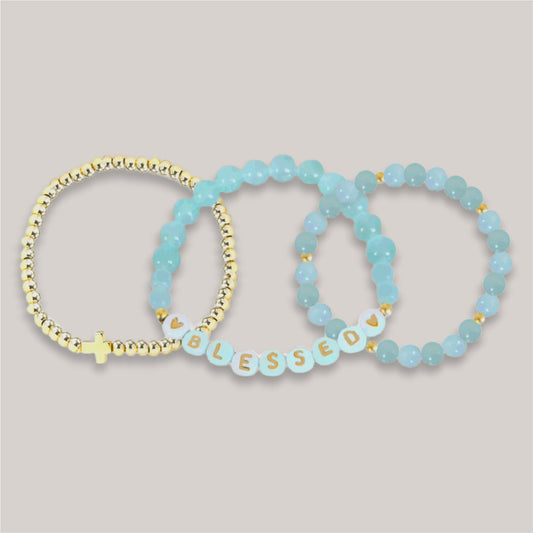 Blessed Mercy Message Stretchable Bracelet Set - Mercy Plus Grace