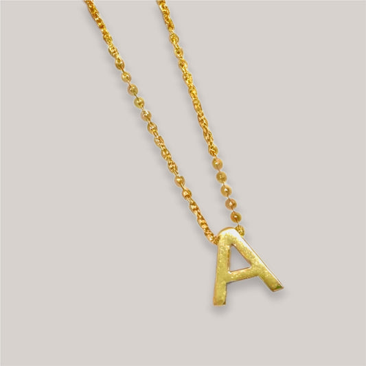 Block Style Gold Slider Initial Necklace - Mercy Plus Grace