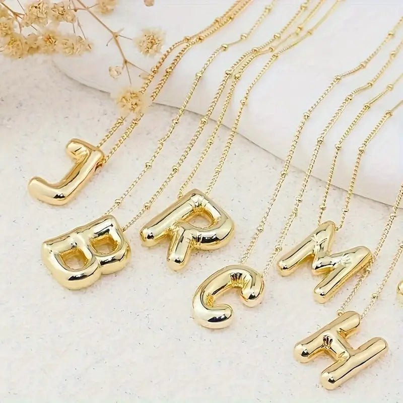 Bubble Gold Initial Necklace - Mercy Plus Grace