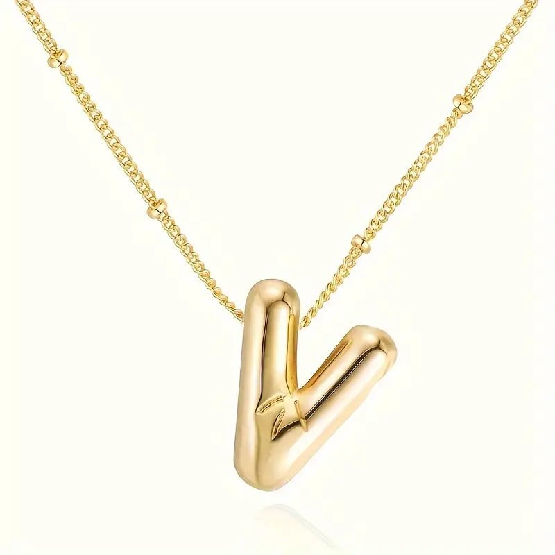 Bubble Gold Initial Necklace - Mercy Plus Grace