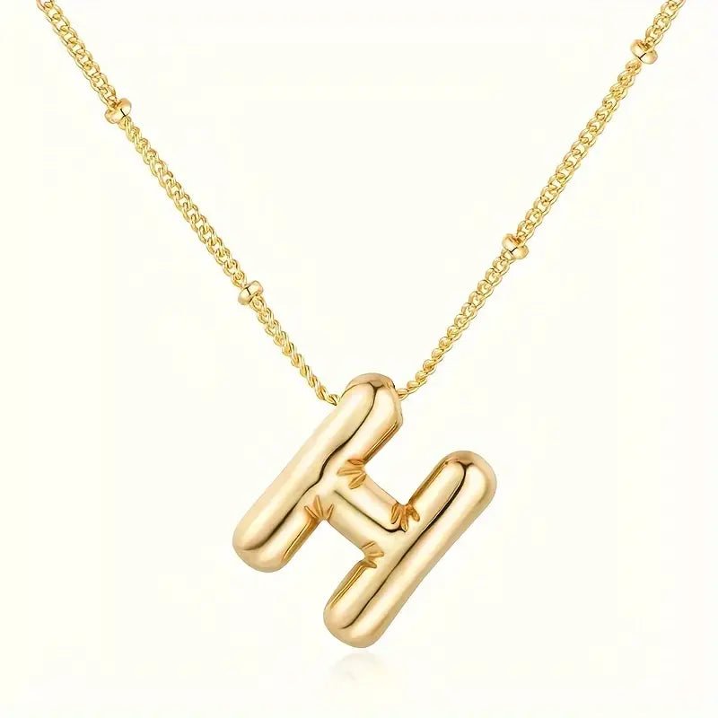 Bubble Gold Initial Necklace - Mercy Plus Grace