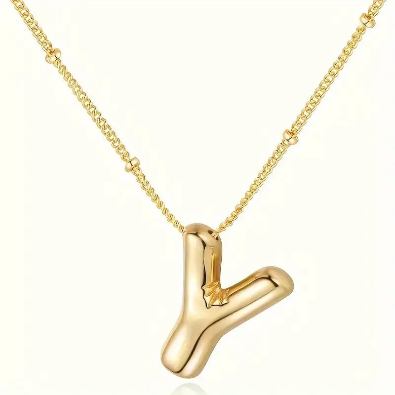 Bubble Gold Initial Necklace - Mercy Plus Grace