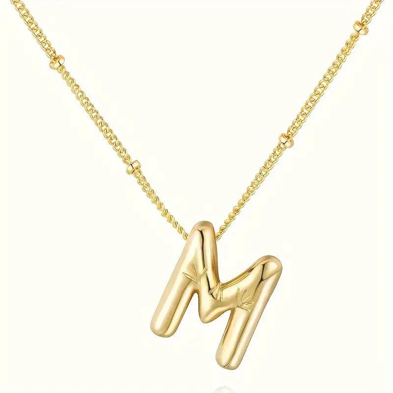 Bubble Gold Initial Necklace - Mercy Plus Grace