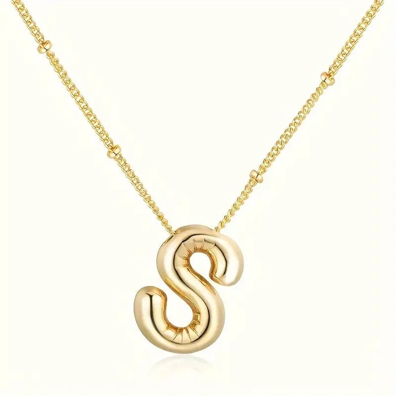 Bubble Gold Initial Necklace - Mercy Plus Grace