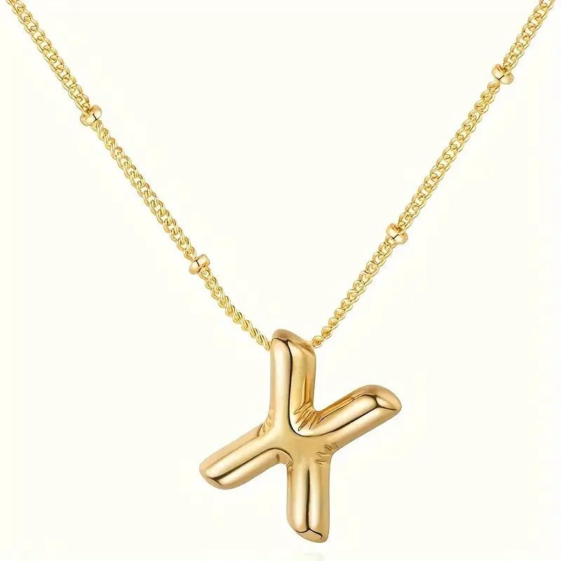 Bubble Gold Initial Necklace - Mercy Plus Grace