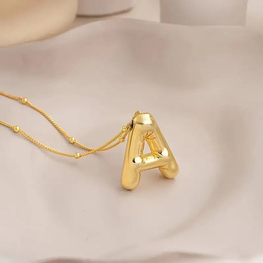 Bubble Gold Initial Necklace - Mercy Plus Grace