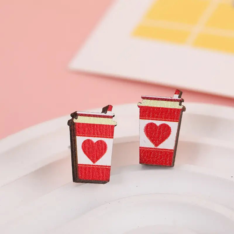 Cup of Love Wooden Earring Studs - Mercy Plus Grace