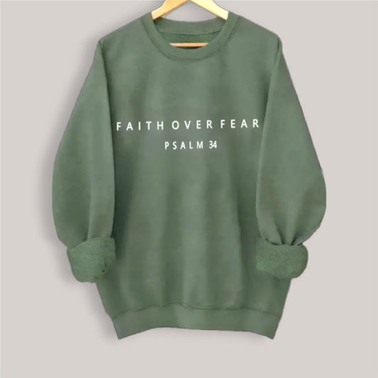 Faith Over Fear Graphic Print Pullover Sweatshirt - Mercy Plus Grace