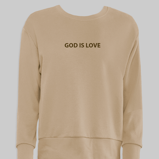 God is Love Tan Unisex Fleece Sweatshirt - Mercy Plus Grace