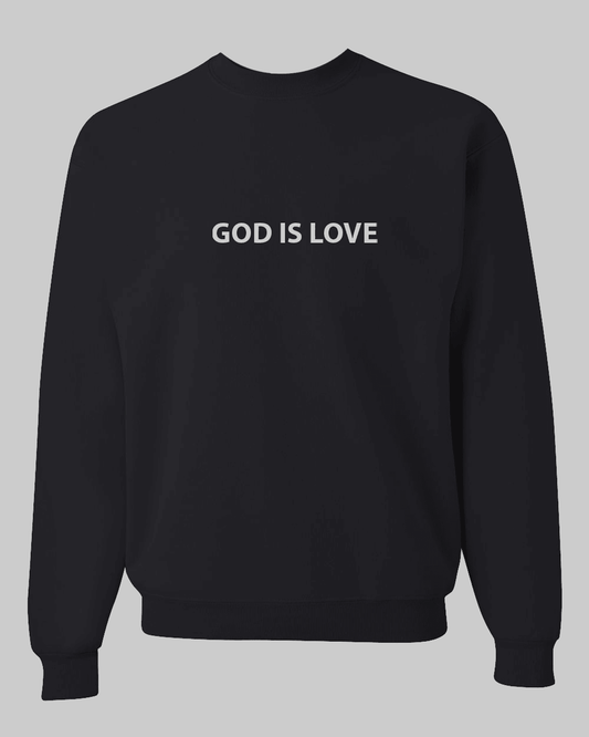 God is Love Unisex Black Fleece Sweatshirt - Mercy Plus Grace