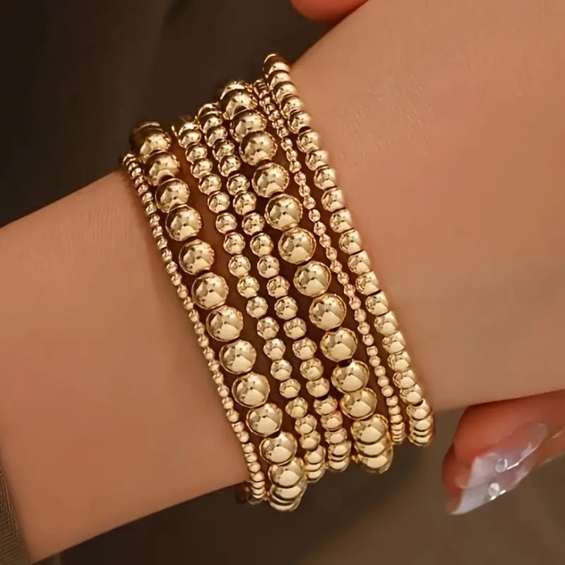 Gold Bead Stretch Bracelets - Mercy Plus Grace