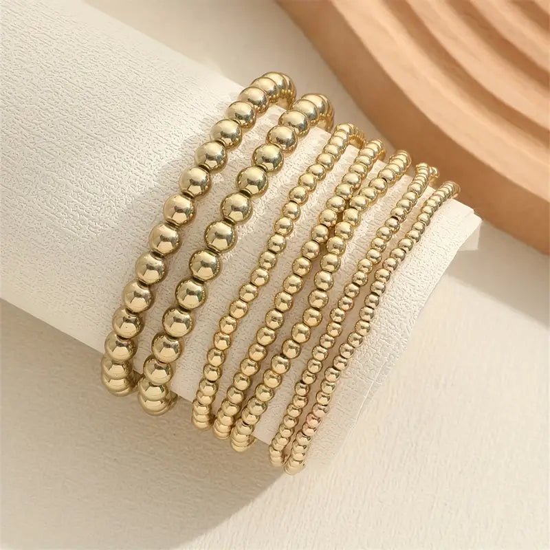 Gold Bead Stretch Bracelets - Mercy Plus Grace