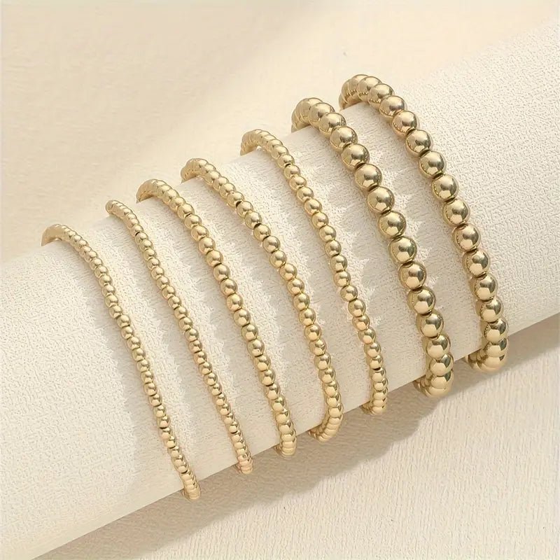 Gold Bead Stretch Bracelets - Mercy Plus Grace