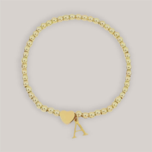 Gold Initial Stretch Bracelets - Mercy Plus Grace