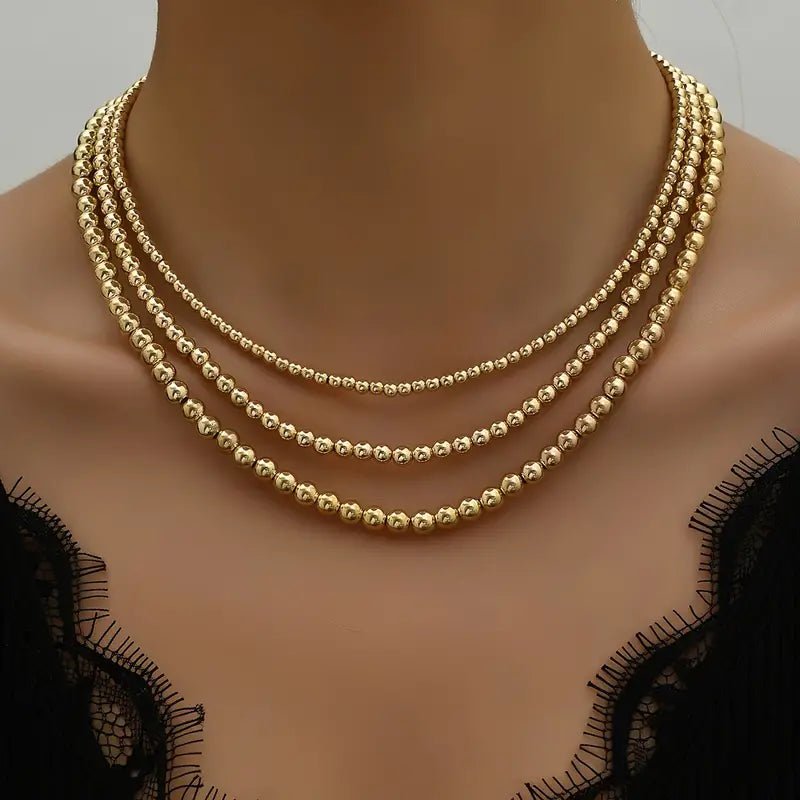 Gold Layering Bead Necklaces - Mercy Plus Grace