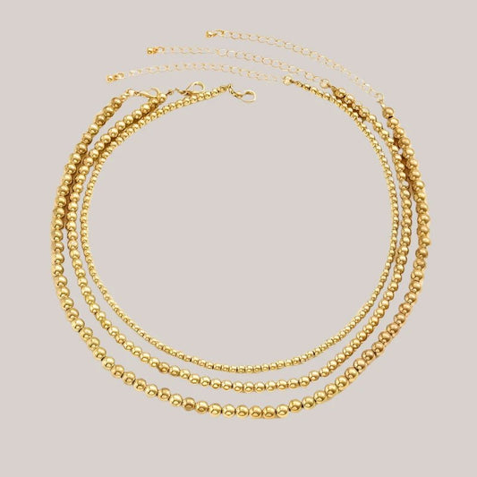 Gold Layering Bead Necklaces - Mercy Plus Grace