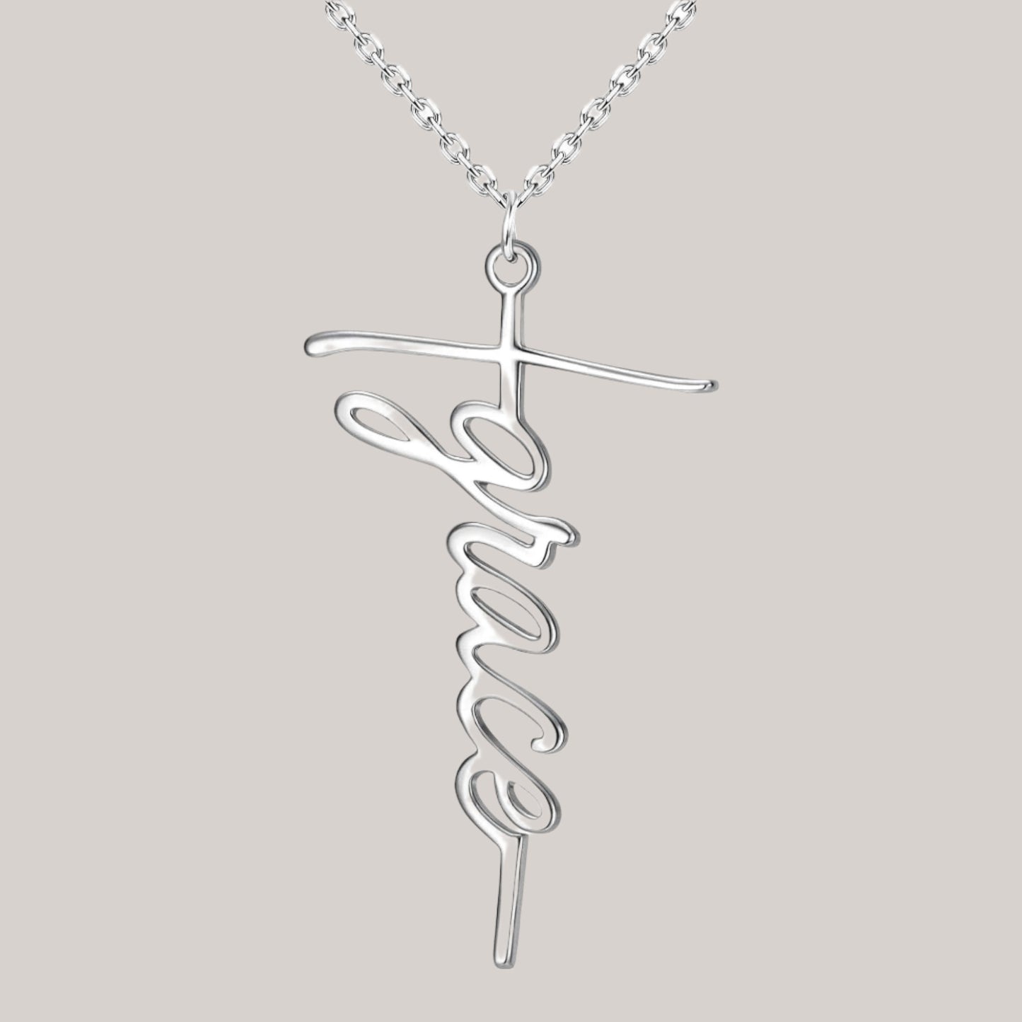 Grace Cross Sterling Silver Necklace - Mercy Plus Grace