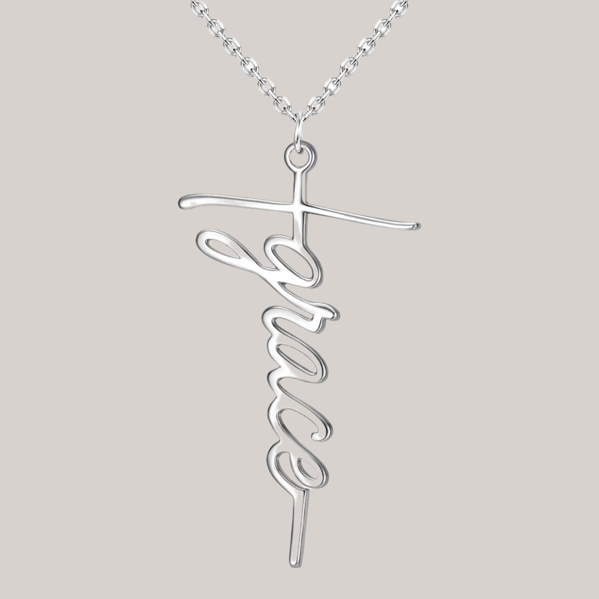 Grace Cross Sterling Silver Necklace - Mercy Plus Grace