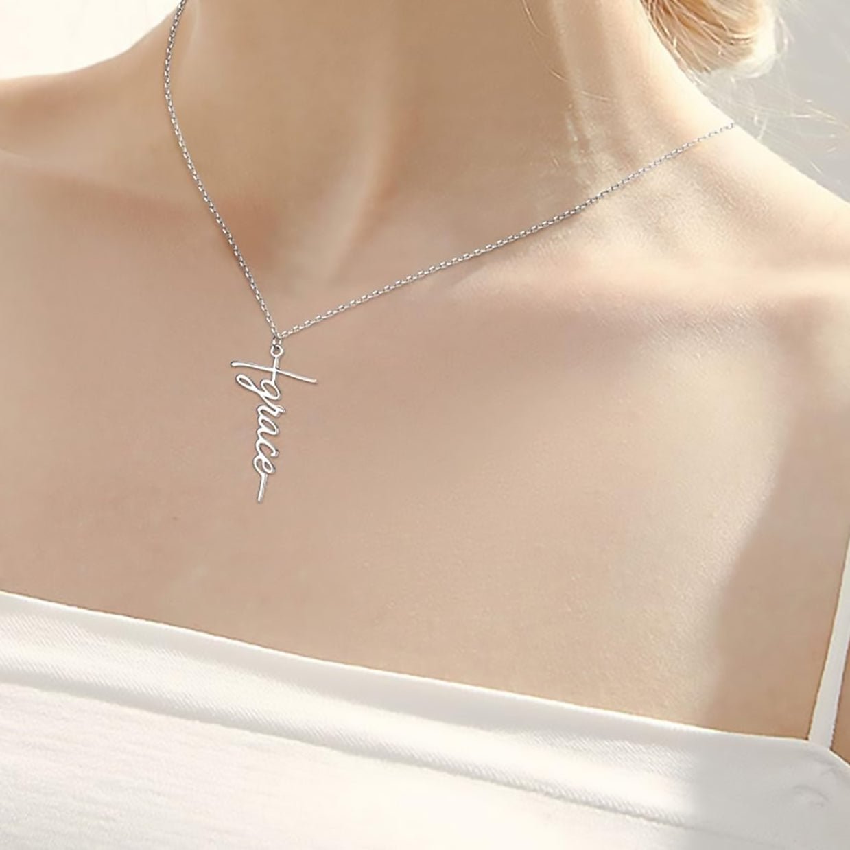 Grace Cross Sterling Silver Necklace - Mercy Plus Grace