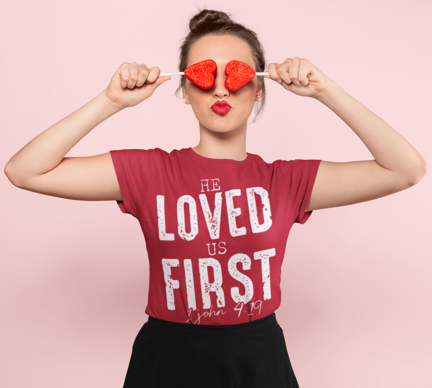 He Loved Us First Short Sleeve T-Shirt - Mercy Plus Grace