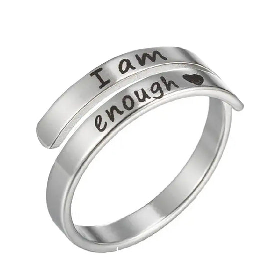 I am Enough Serling Silver Ring - Mercy Plus Grace