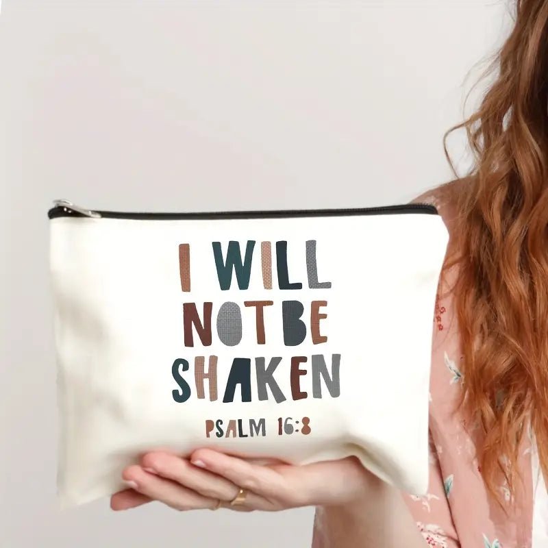 I Will Not Be Shaken Makeup Bag - Mercy Plus Grace