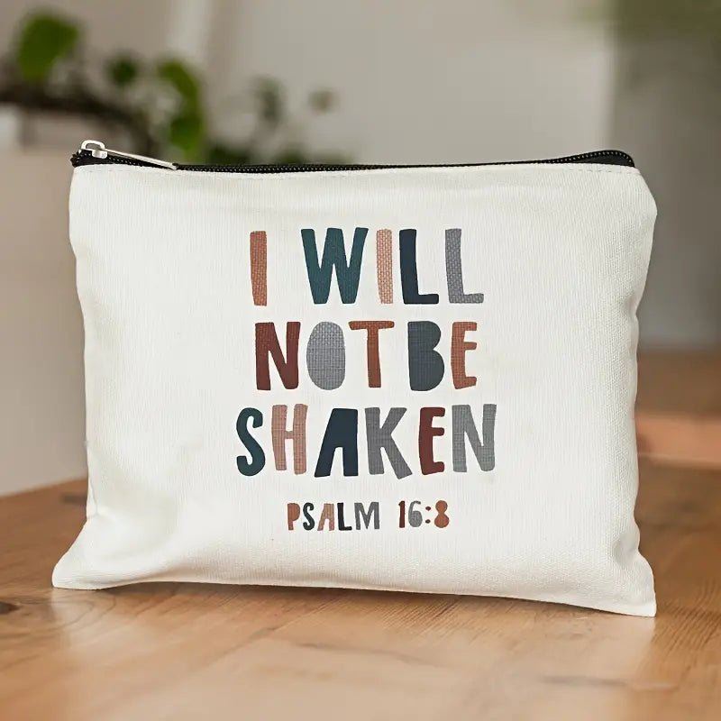 I Will Not Be Shaken Makeup Bag - Mercy Plus Grace