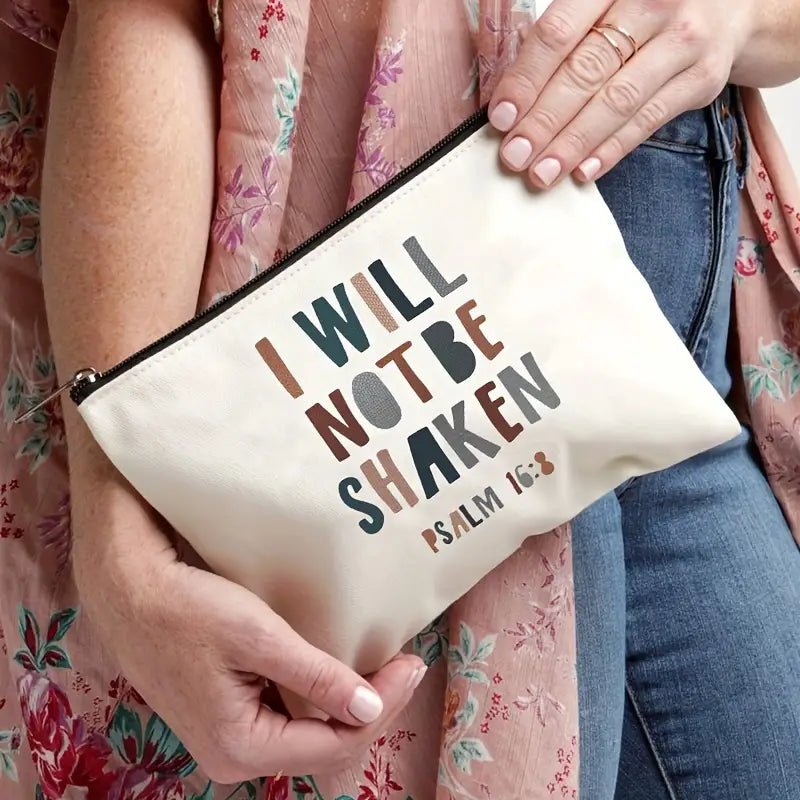 I Will Not Be Shaken Makeup Bag - Mercy Plus Grace