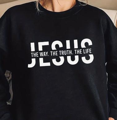 Jesus the Way, the Truth, the Life L/S Black Shirt - Mercy Plus Grace