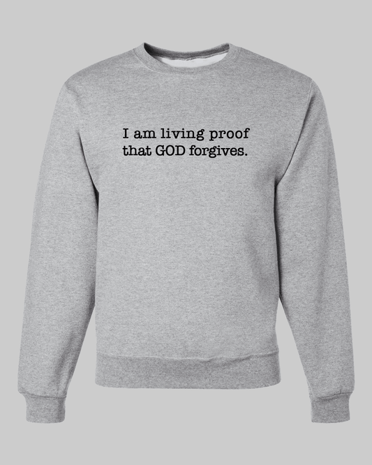 Living Proof Unisex Grey Fleece Sweatshirt - Mercy Plus Grace