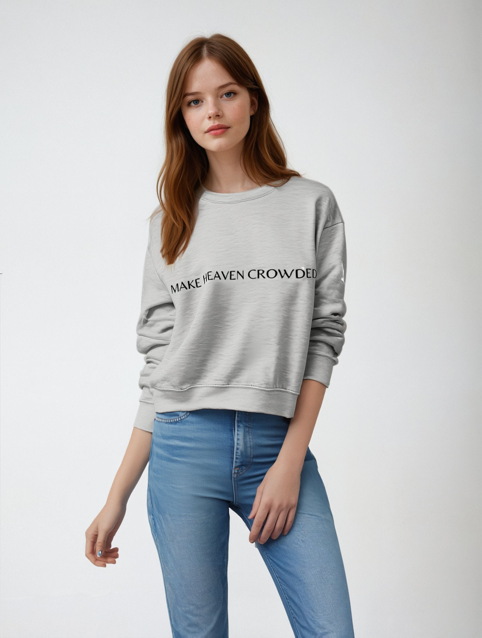 Make Heaven Crowded Heather Grey Sweatshirt - Mercy Plus Grace