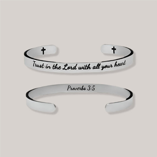 Proverbs 3:5 Scripture Cuff - Mercy Plus Grace