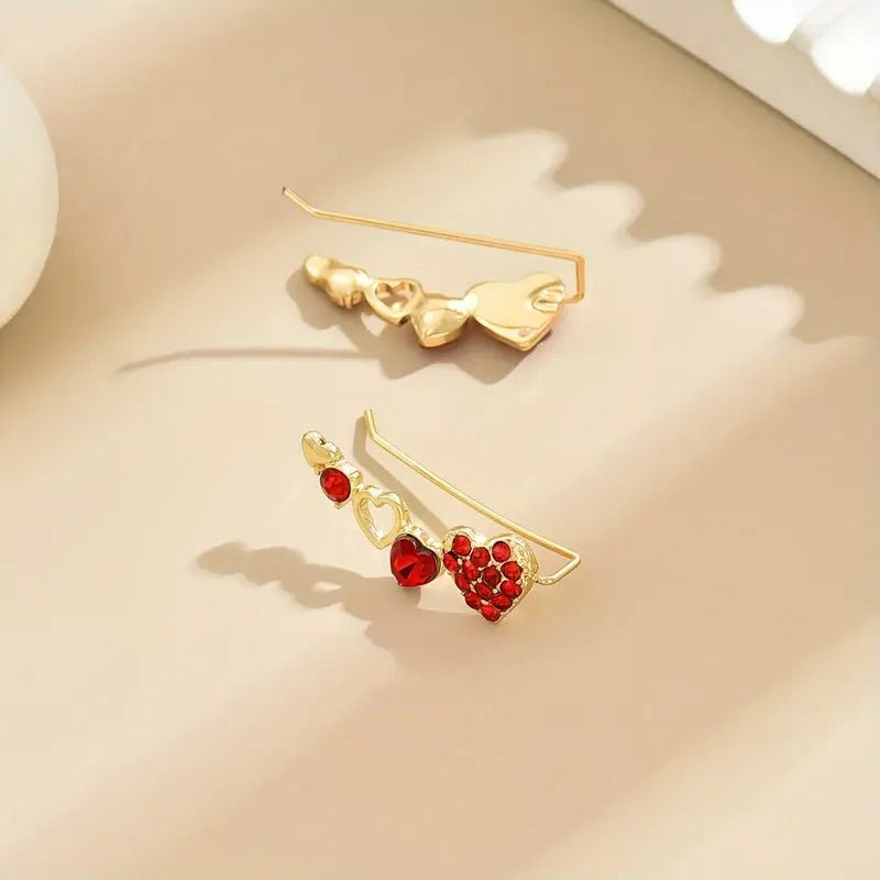 Red and Gold Heart Wrap Earrings - Mercy Plus Grace