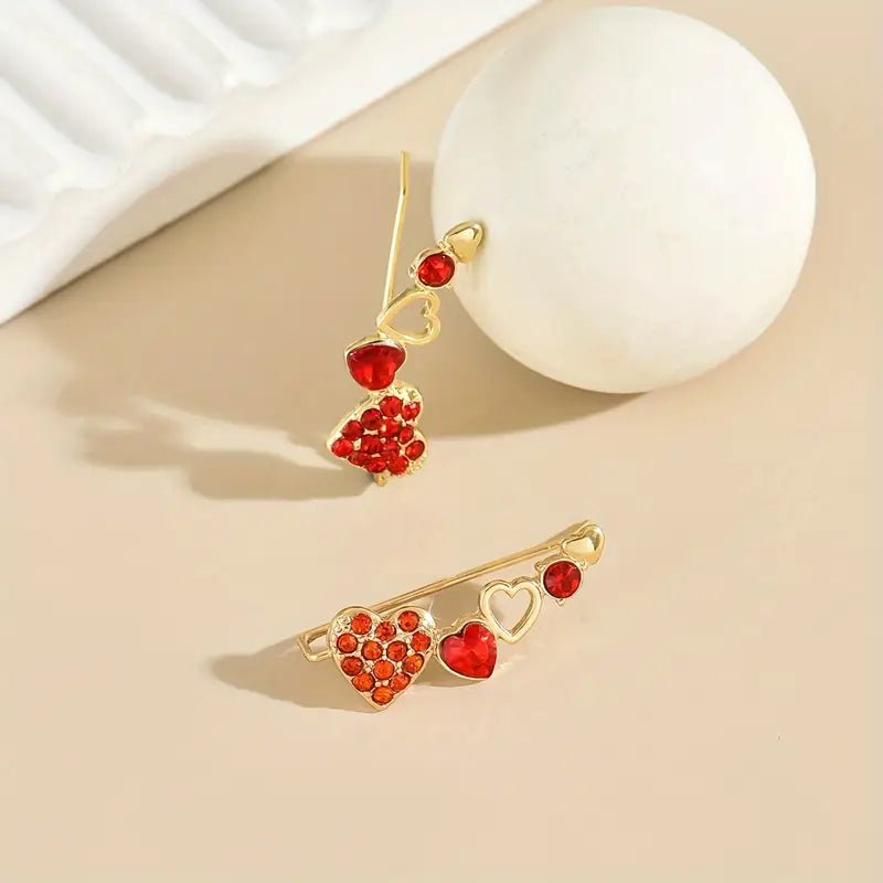 Red and Gold Heart Wrap Earrings - Mercy Plus Grace