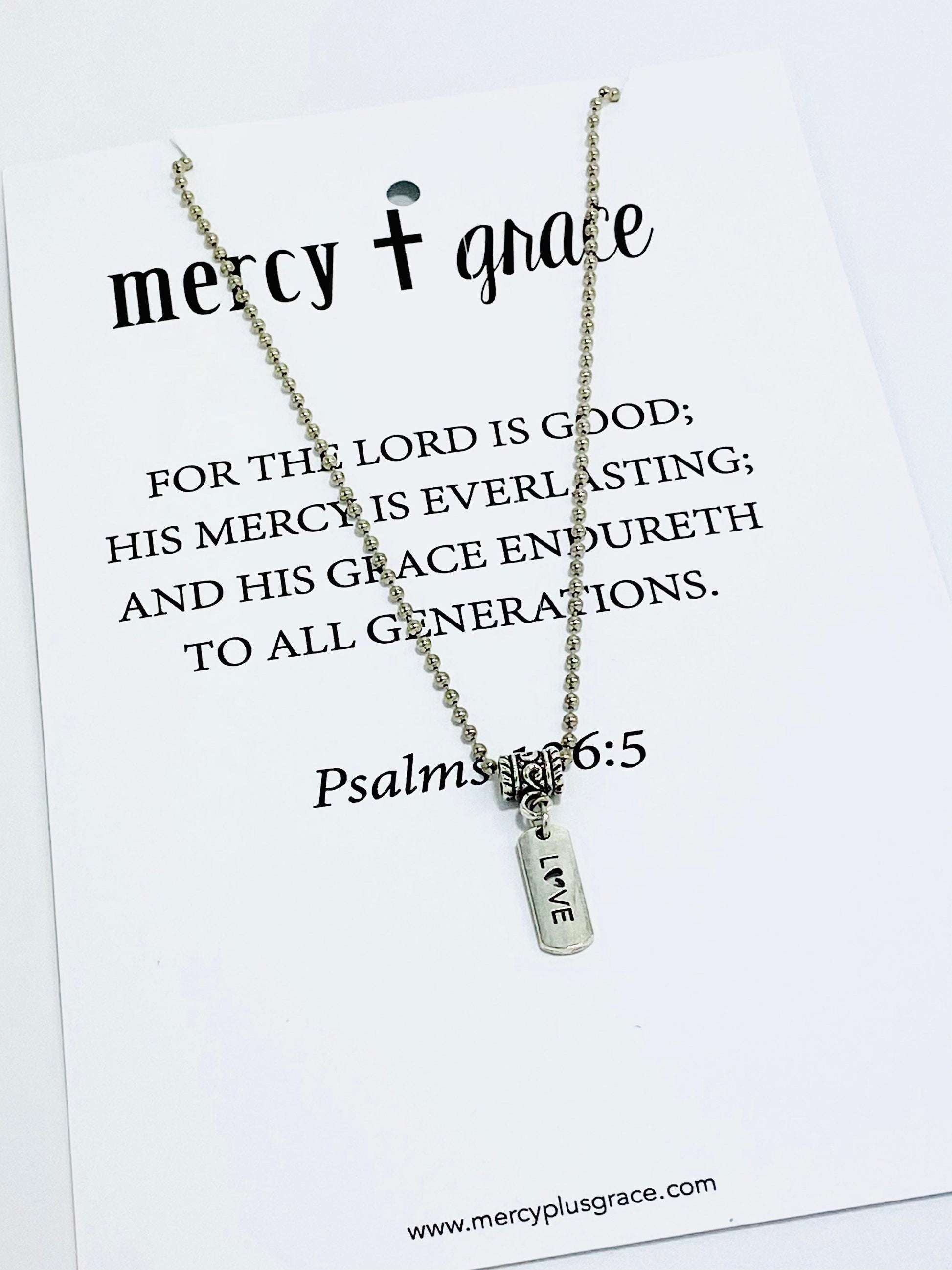 Silver Ball Chain Hope Tag Necklace - Mercy Plus Grace