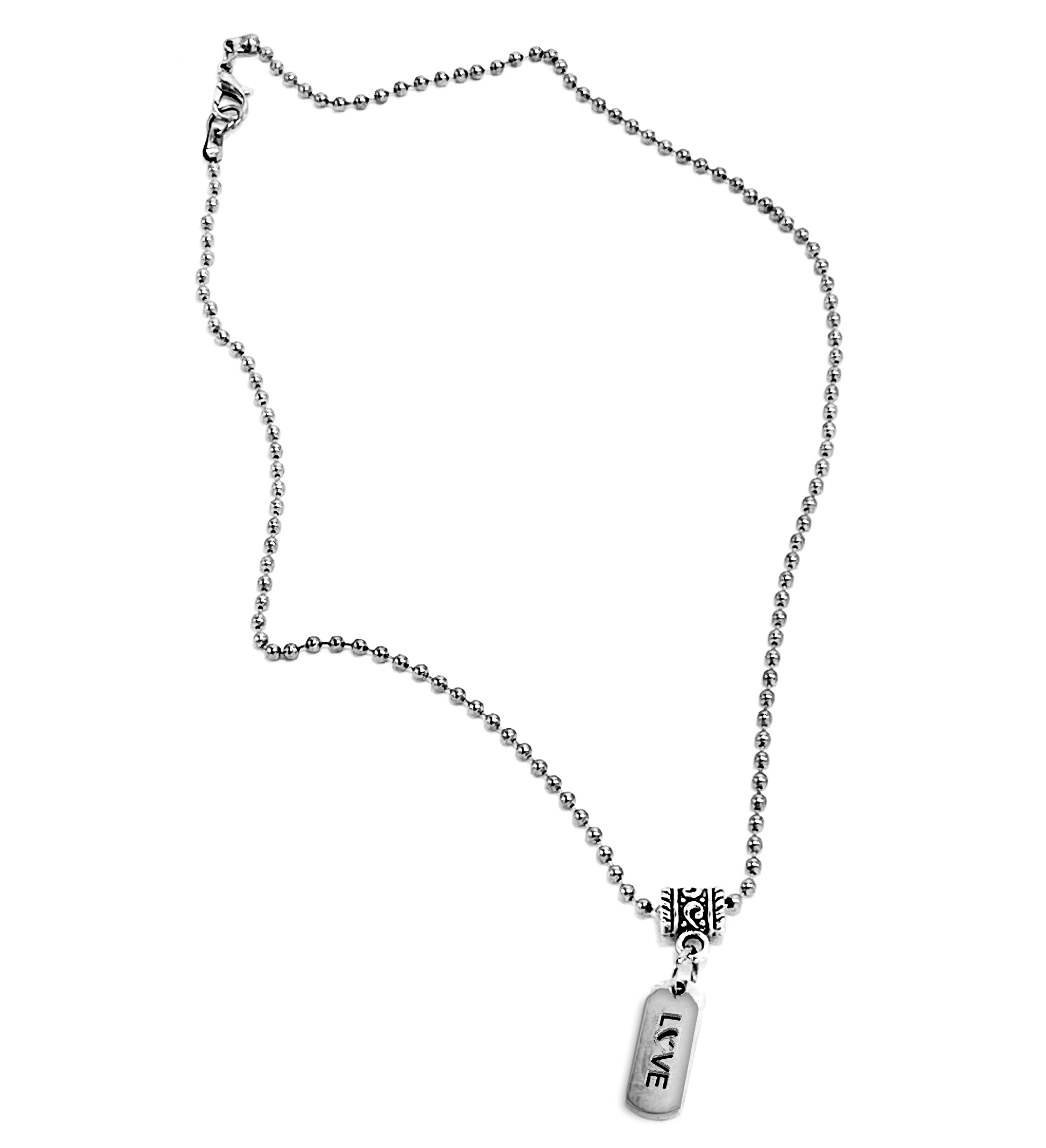 Silver Ball Chain Love Tag Necklace - Mercy Plus Grace