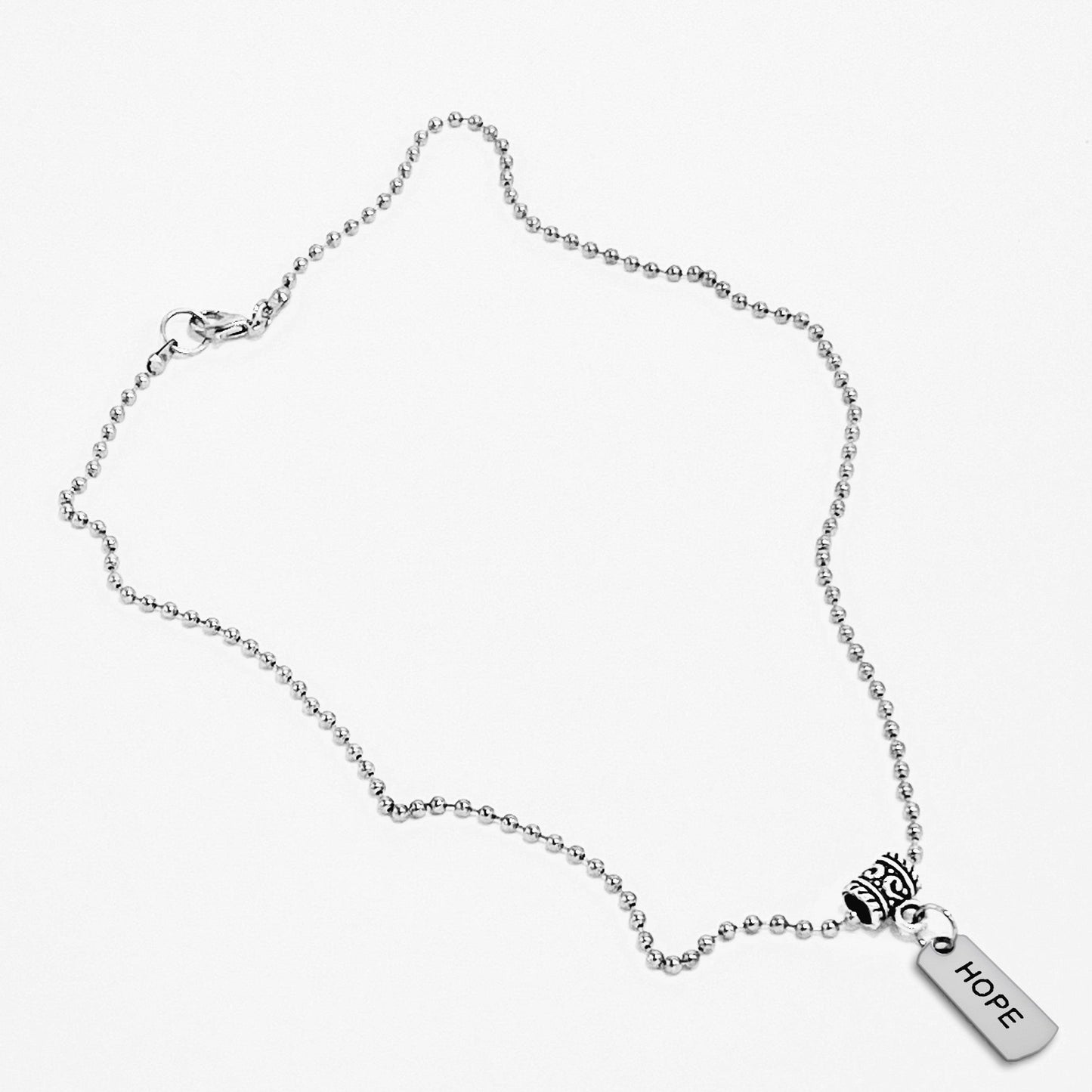 Silver Ball Chain Love Tag Necklace - Mercy Plus Grace