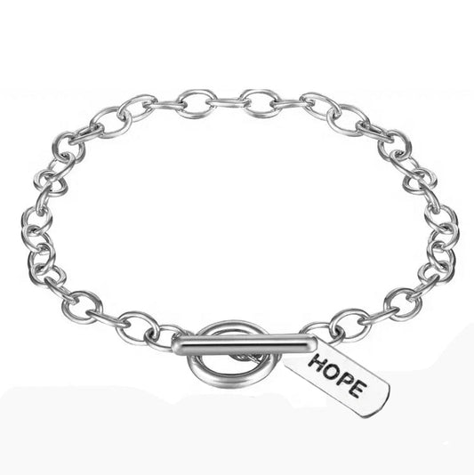 Silver Link Tag Charm Bracelet - Mercy Plus Grace