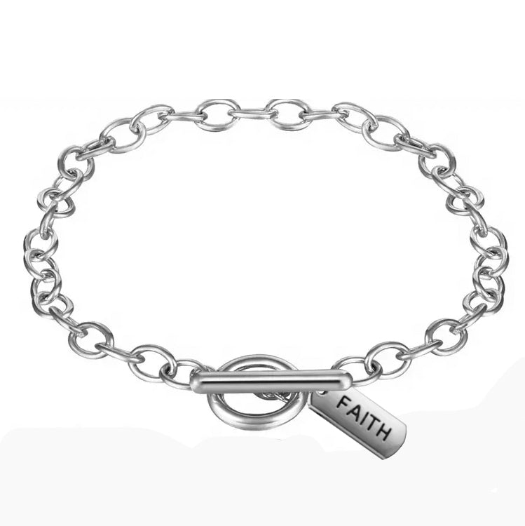 Silver Link Tag Charm Bracelet - Mercy Plus Grace