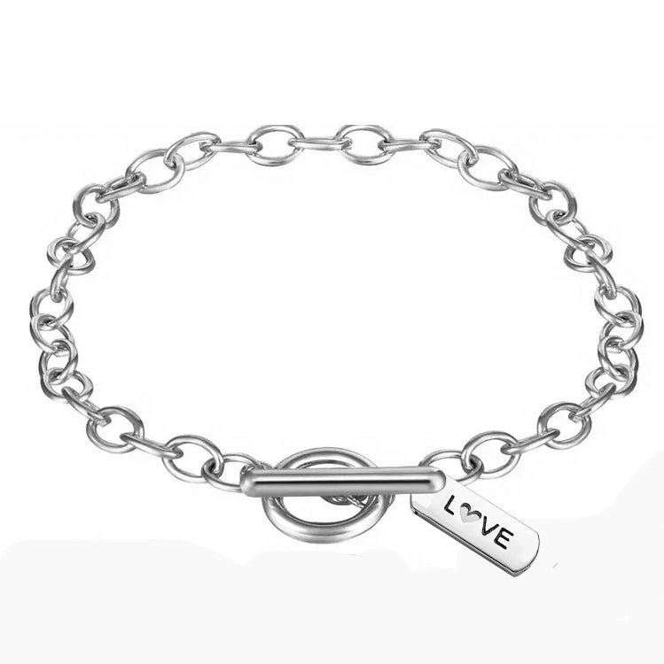 Silver Link Tag Charm Bracelet - Mercy Plus Grace