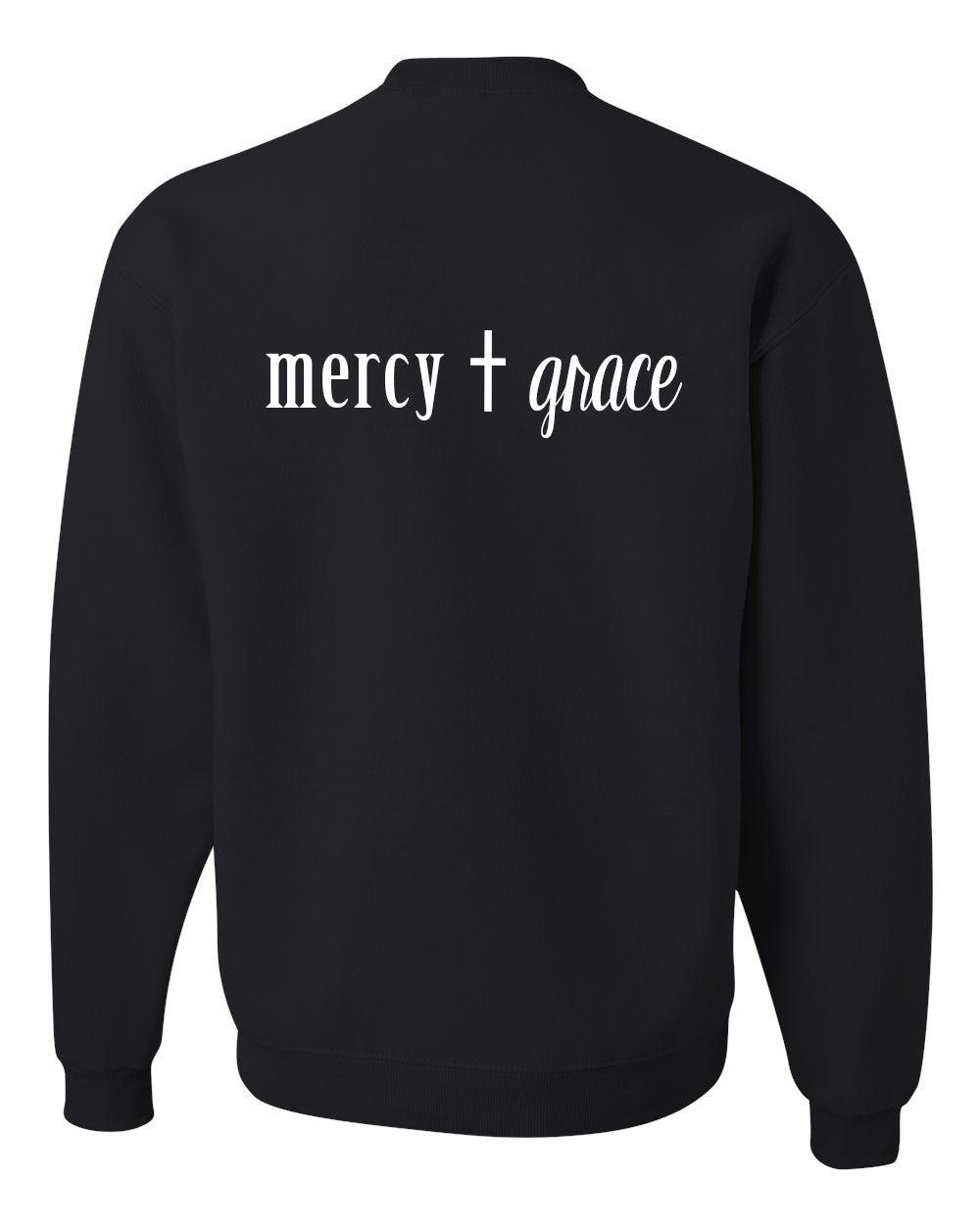 Simply Said Pray then Let Go! Black Fleece Sweatshirt - Mercy Plus Grace