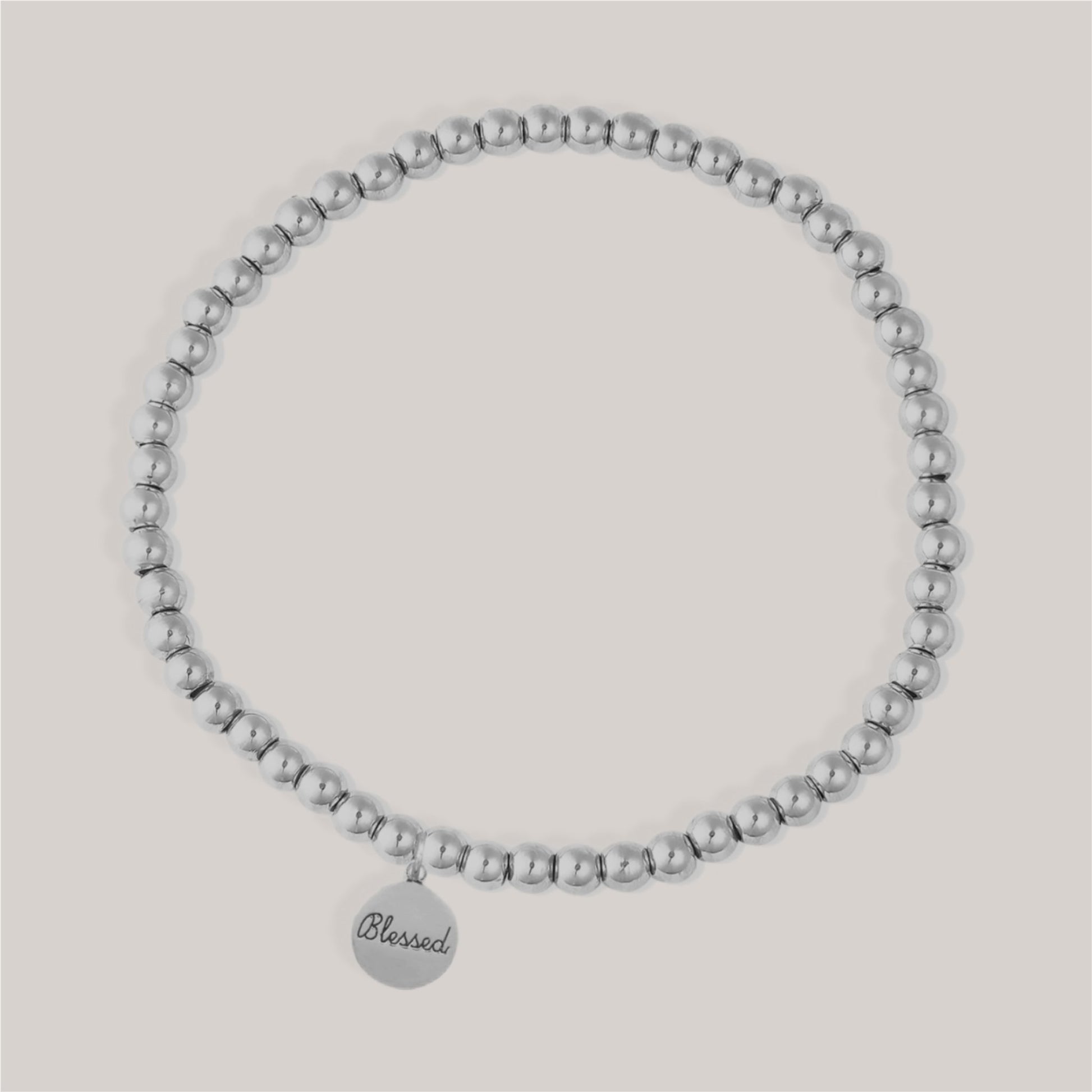 Stainless Steel Metal Bead Stretch Bracelet - Mercy Plus Grace